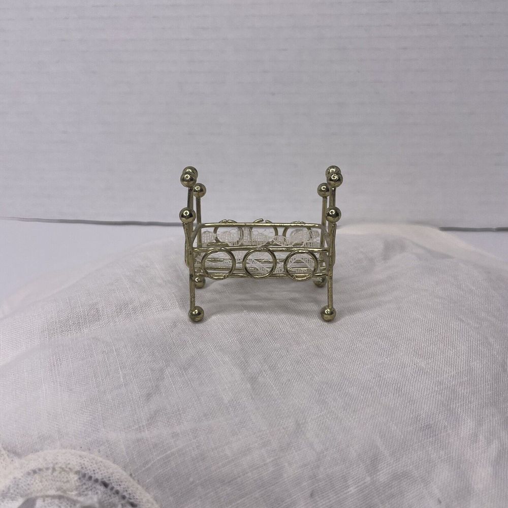 Vintage‎ Brass Miniature Dollhouse Crib, Dollhouse Furniture